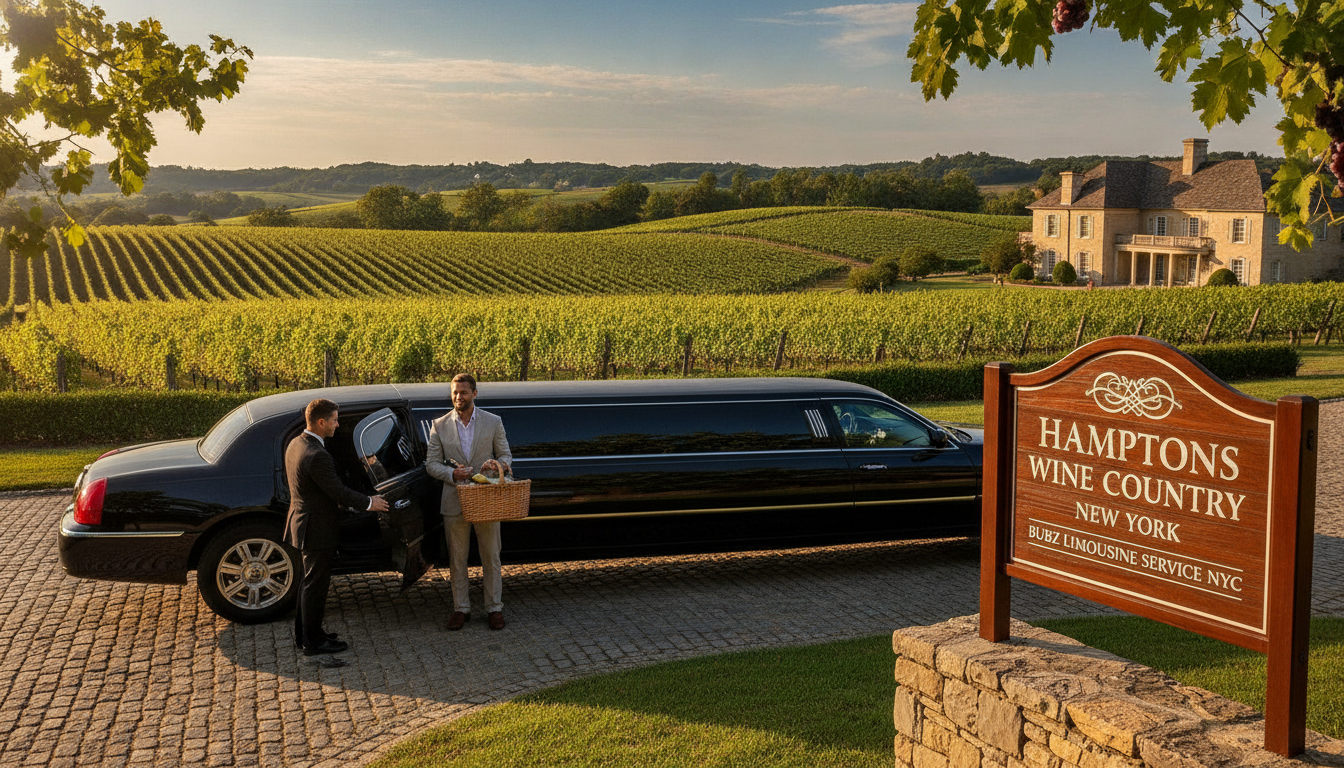 Luxury limo service at Hamptons Wine Country New York vineyard