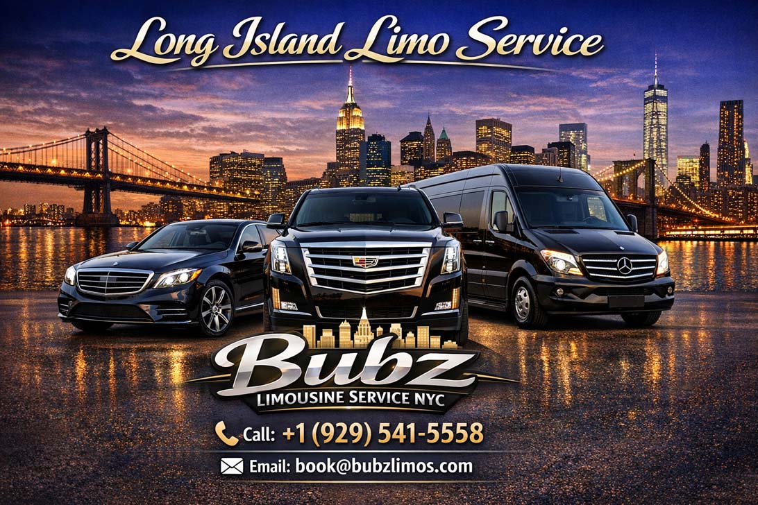 Bubz Limousine Service luxury cars with New York City skyline.