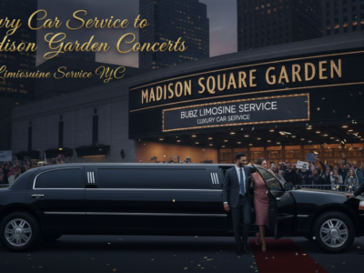 Luxury limousine service arriving at Madison Square Garden NYC