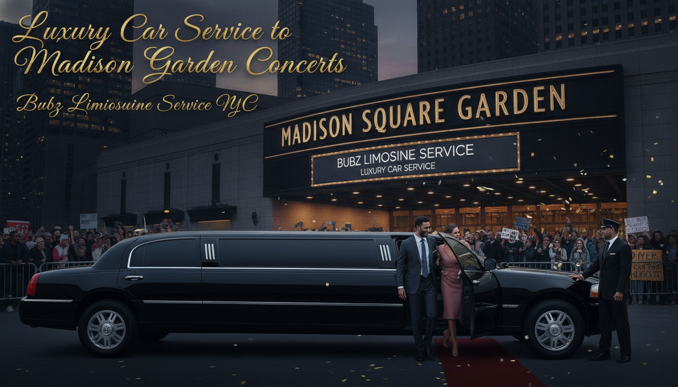 Luxury limousine service arriving at Madison Square Garden NYC