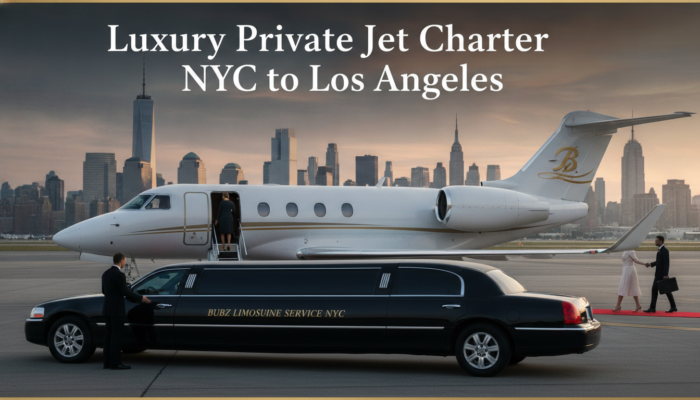 Luxury private jet charter NYC to Los Angeles with limousine service