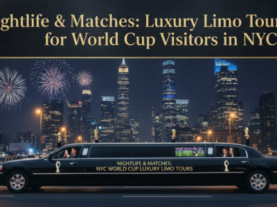 NYC World Cup luxury limo tour at night with fireworks.