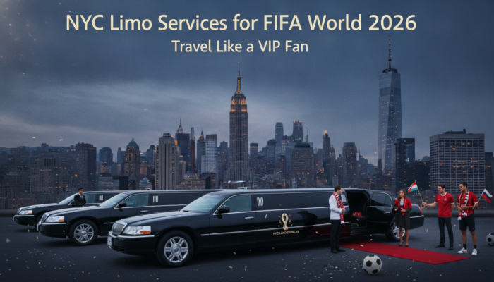 NYC limo services for FIFA World 2026 with city skyline.