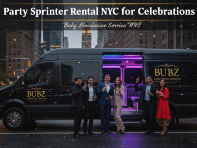 Bubz Limousine Service NYC party sprinter van with celebrating guests