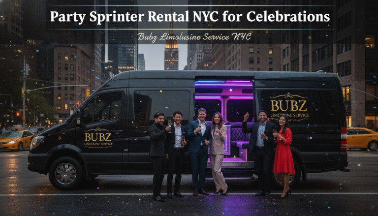 Bubz Limousine Service NYC party sprinter van with celebrating guests