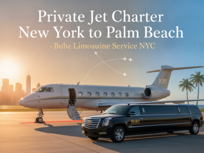 Private jet charter New York to Palm Beach with luxury limousine
