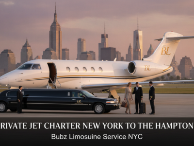 Private jet charter service with limousine, New York to Hamptons