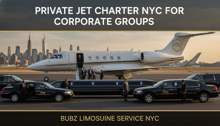 Private jet charter NYC with luxury limousine service for corporate groups