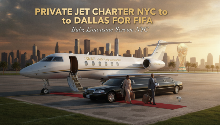 Private jet charter NYC to Dallas for FIFA with limousine service