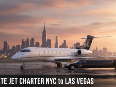 Private jet charter NYC to Las Vegas with luxury limousine