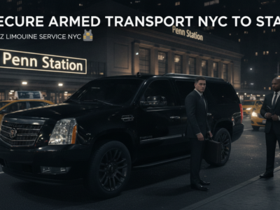 Bubz Limousine secure armed transport SUV at NYC Penn Station