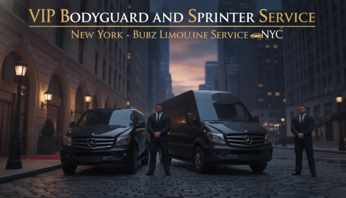 VIP bodyguards with Mercedes SUV and Sprinter van in NYC