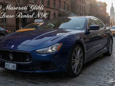 Blue 2020 Maserati Ghibli parked on NYC street
