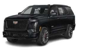 Black Cadillac Escalade SUV angled front view