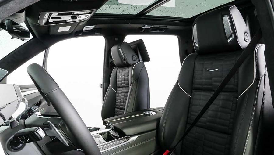 Luxury SUV interior with black leather seats