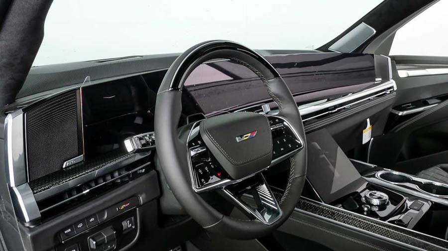 Modern luxury car interior with digital dashboard and console