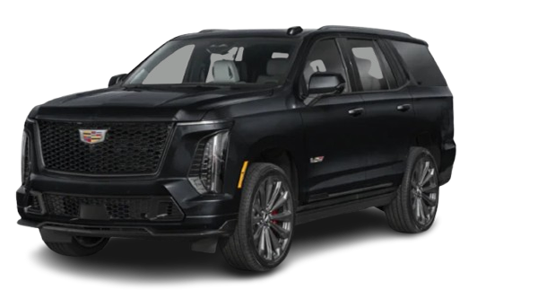Black Cadillac Escalade SUV angled front view
