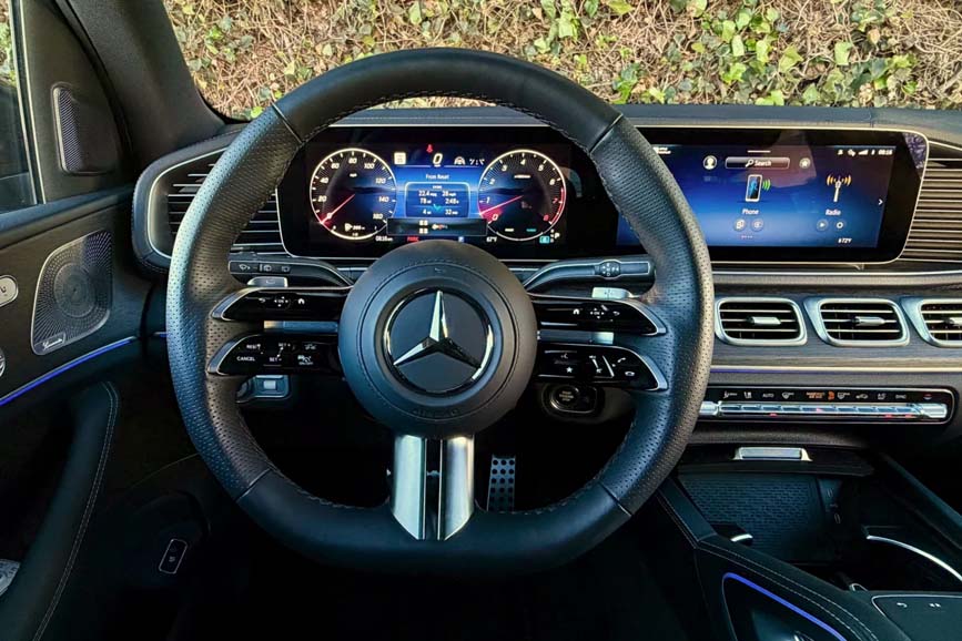 Mercedes-Benz steering wheel and digital dashboard interior
