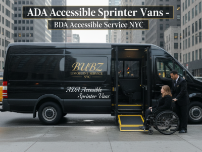 Wheelchair user boarding ADA accessible sprinter van