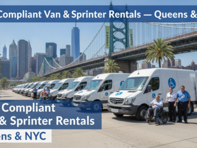 ADA compliant vans lined up in NYC