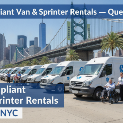 ADA compliant vans lined up in NYC