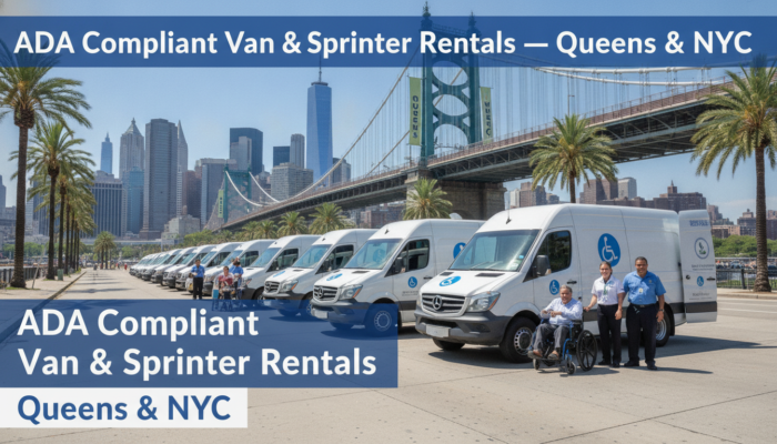 ADA compliant vans lined up in NYC