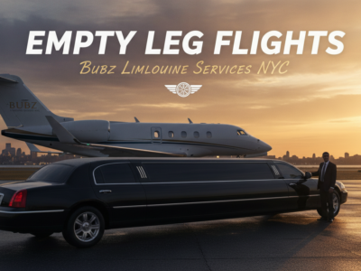 Private jet atop limousine at sunset NYC skyline