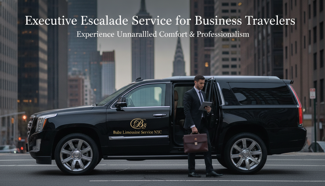 Businessman exiting black limousine in city street