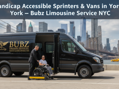 Wheelchair passenger boarding accessible van in NYC