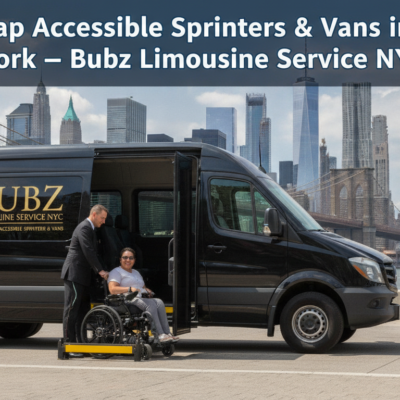 Wheelchair passenger boarding accessible van in NYC