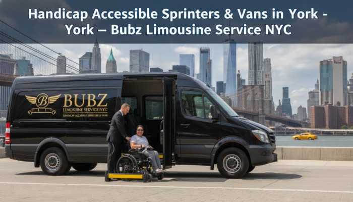 Wheelchair passenger boarding accessible van in NYC