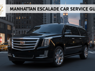 Black Cadillac Escalade in Manhattan city street