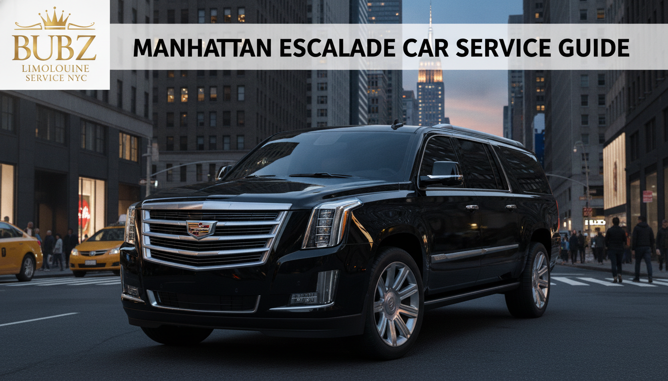Black Cadillac Escalade in Manhattan city street