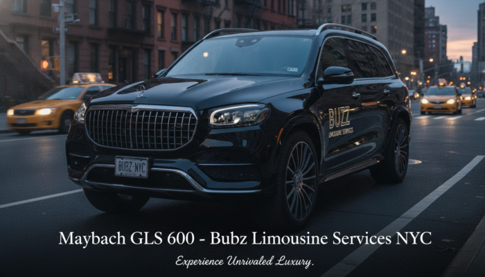 Black Maybach GLS 600 limousine in NYC street