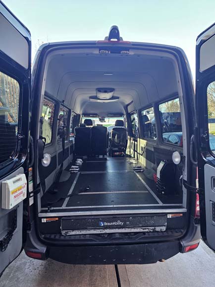 Open rear of accessible van with empty interior