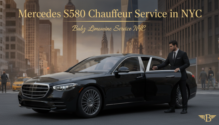 Mercedes S580 chauffeur opening door in NYC