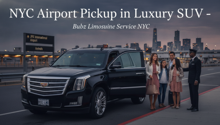 Luxury SUV airport pickup at JFK arrivals