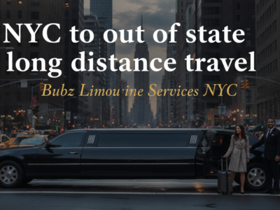 Black limousine with couple on NYC street