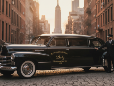 Vintage limousine with chauffeur in New York City