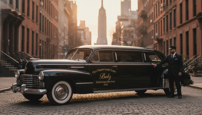 Vintage limousine with chauffeur in New York City