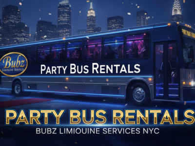 Luxury party bus rental in NYC at night