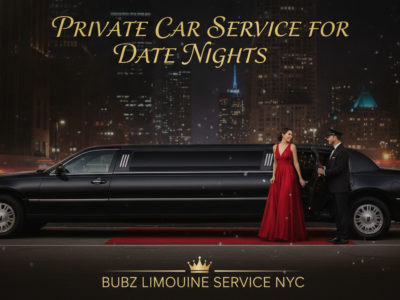 Woman in red gown entering limousine at night