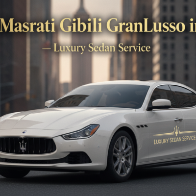 White Maserati Ghibli luxury sedan in NYC street