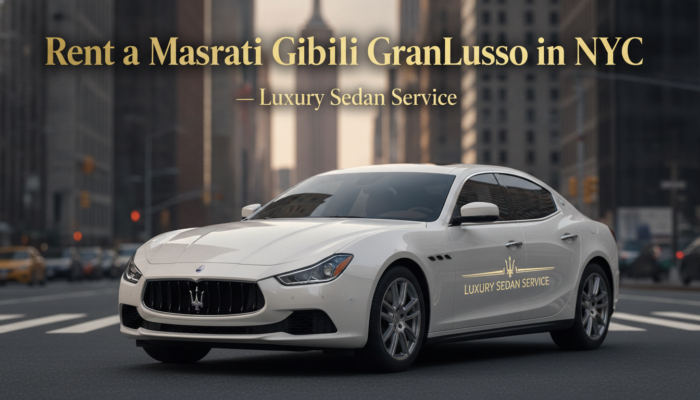 White Maserati Ghibli luxury sedan in NYC street
