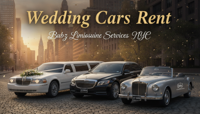 Wedding limousines and vintage car in NYC