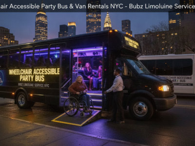 Wheelchair accessible party bus with ramp in NYC