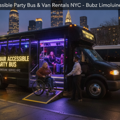 Wheelchair accessible party bus with ramp in NYC