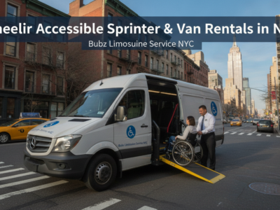 Wheelchair accessible van with ramp in NYC street