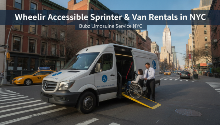 Wheelchair accessible van with ramp in NYC street
