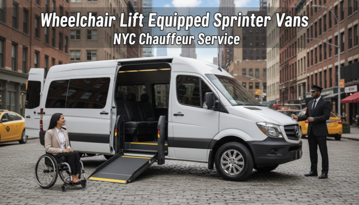 Wheelchair lift Sprinter van with chauffeur in NYC
